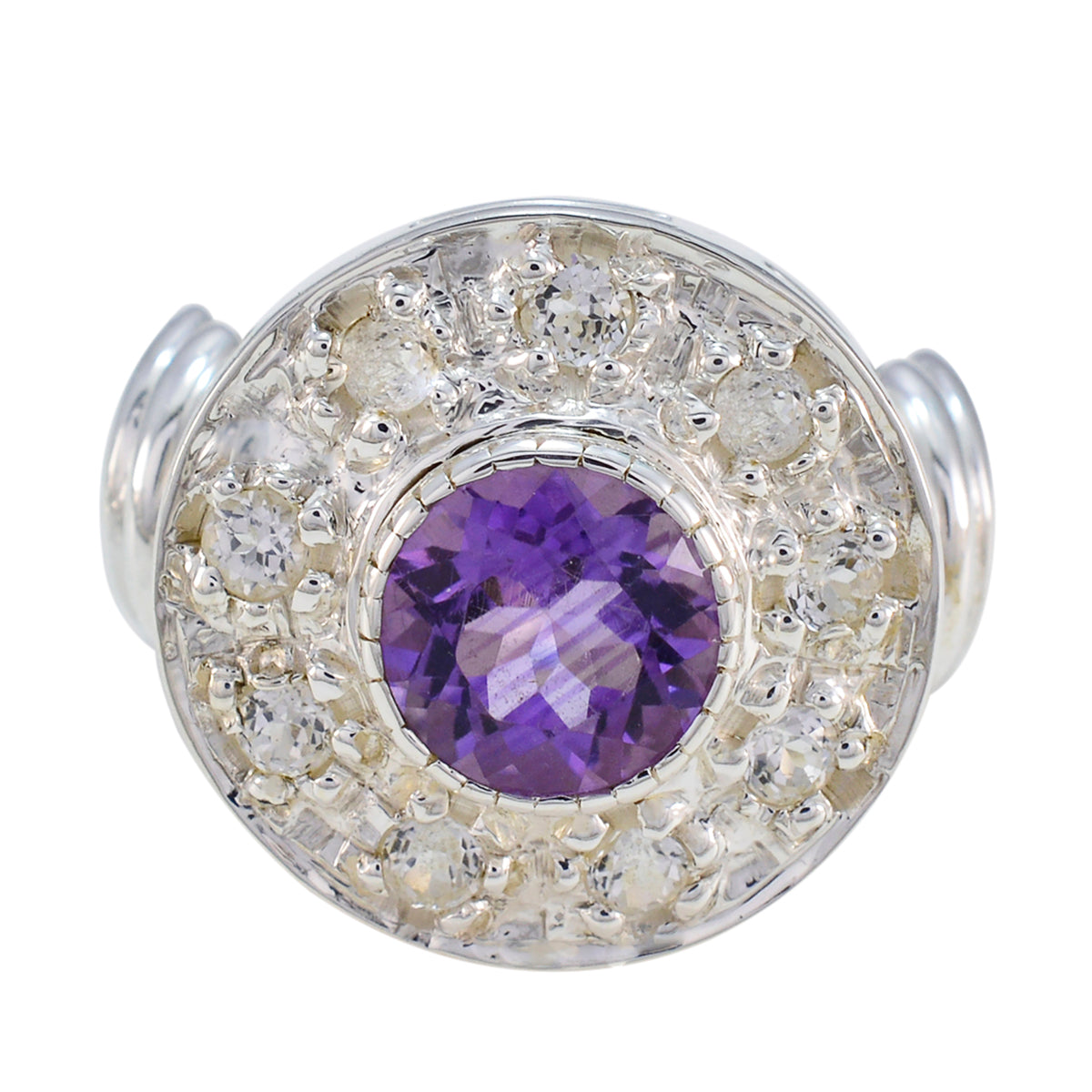 Amethyst multiple Indian 92.5 Silver Purple Gemstone Essential  Trendy Ring Jewelry