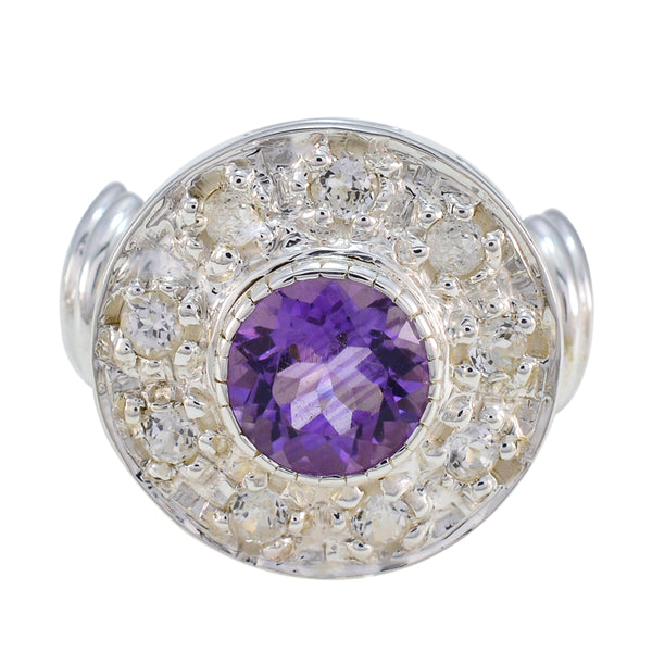 Amethyst multiple Indian 92.5 Silver Purple Gemstone Essential  Trendy Ring Jewelry