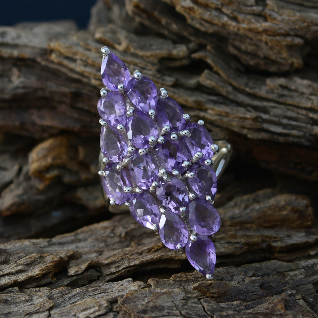 Amethyst multiple Turkish 92.5 Silver Purple Gemstones Statement Victorian Ring Jewellery
