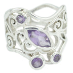 Amethyst quarter Middle Eastern Silver Purple Gemstone Versatile Filigree Ring Jewellery