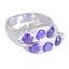 Amethyst Hexa French Silver Purple Gemstone Classic Trendy Ring Jewelry