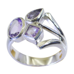 Amethyst Trilogy Moroccan 925 Silver Purple Gemstones Mid weight Romantic Ring Jewellery