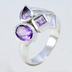 Amethyst Trilogy Moroccan 925 Silver Purple Gemstones Mid weight Romantic Ring Jewellery