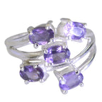 Amethyst Penta German Silver Purple Gemstones Classic Graceful Ring Jewelry