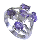 Amethyst Penta German Silver Purple Gemstones Classic Graceful Ring Jewelry