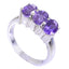 Amethyst Trilogy Russian 92.5 Silver Purple Gemstones Classic Fairytale Ring Jewellery
