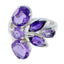 Amethyst Hexa Indian Silver Purple Gems Versatile Modern Ring Jewellery