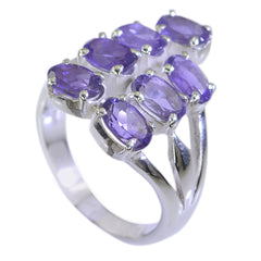 Amethyst Hepta German 925 Silver Purple Gems Minimal Romantic Ring Jewellery