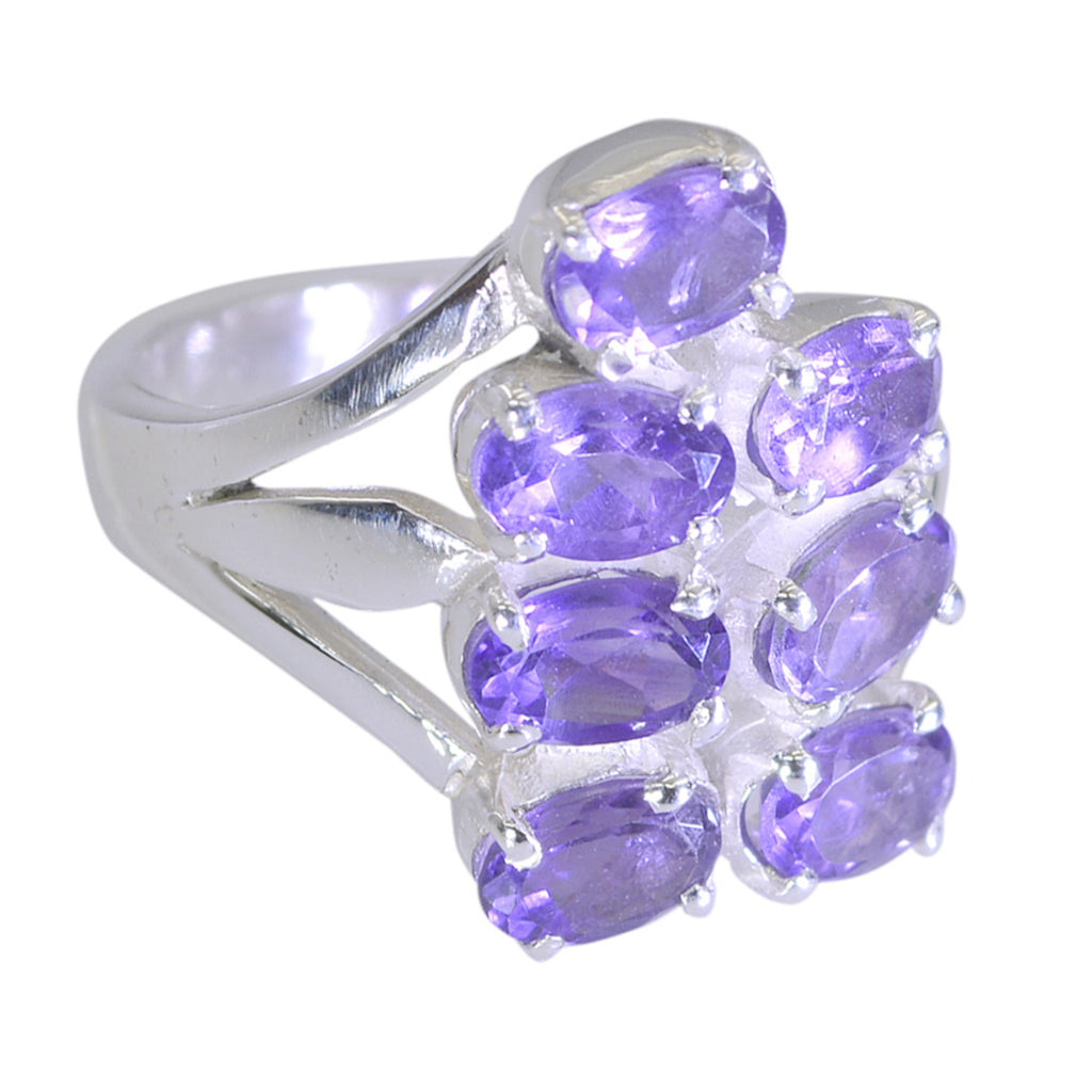 Amethyst Hepta German 925 Silver Purple Gems Minimal Romantic Ring Jewellery