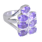 Amethyst Hepta German 925 Silver Purple Gems Minimal Romantic Ring Jewellery