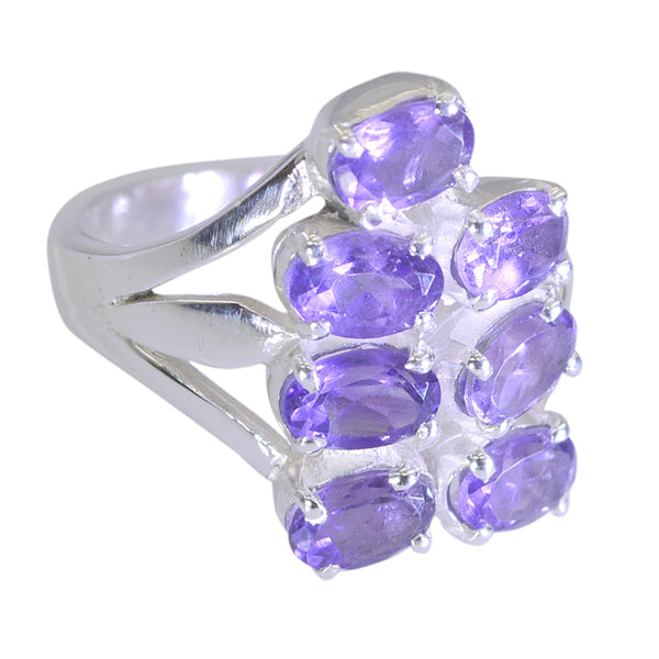 Amethyst Hepta German 925 Silver Purple Gems Minimal Romantic Ring Jewellery