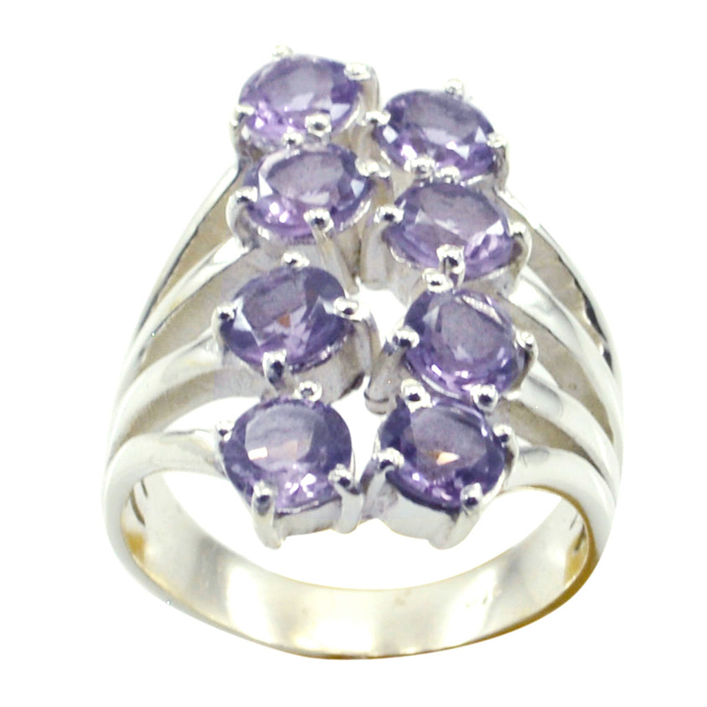 Amethyst octa German Sterling Silver Purple Gemstones Eye catching Trendy Ring Jewellery