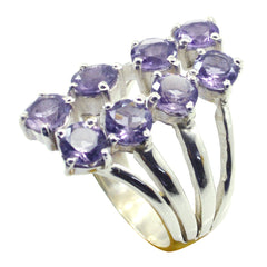 Amethyst octa German Sterling Silver Purple Gemstones Eye catching Trendy Ring Jewellery