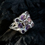 Amethyst Navratna French Silver Purple Gems Chunky Armor Ring Jewelry