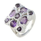 Amethyst Navratna French Silver Purple Gems Chunky Armor Ring Jewelry