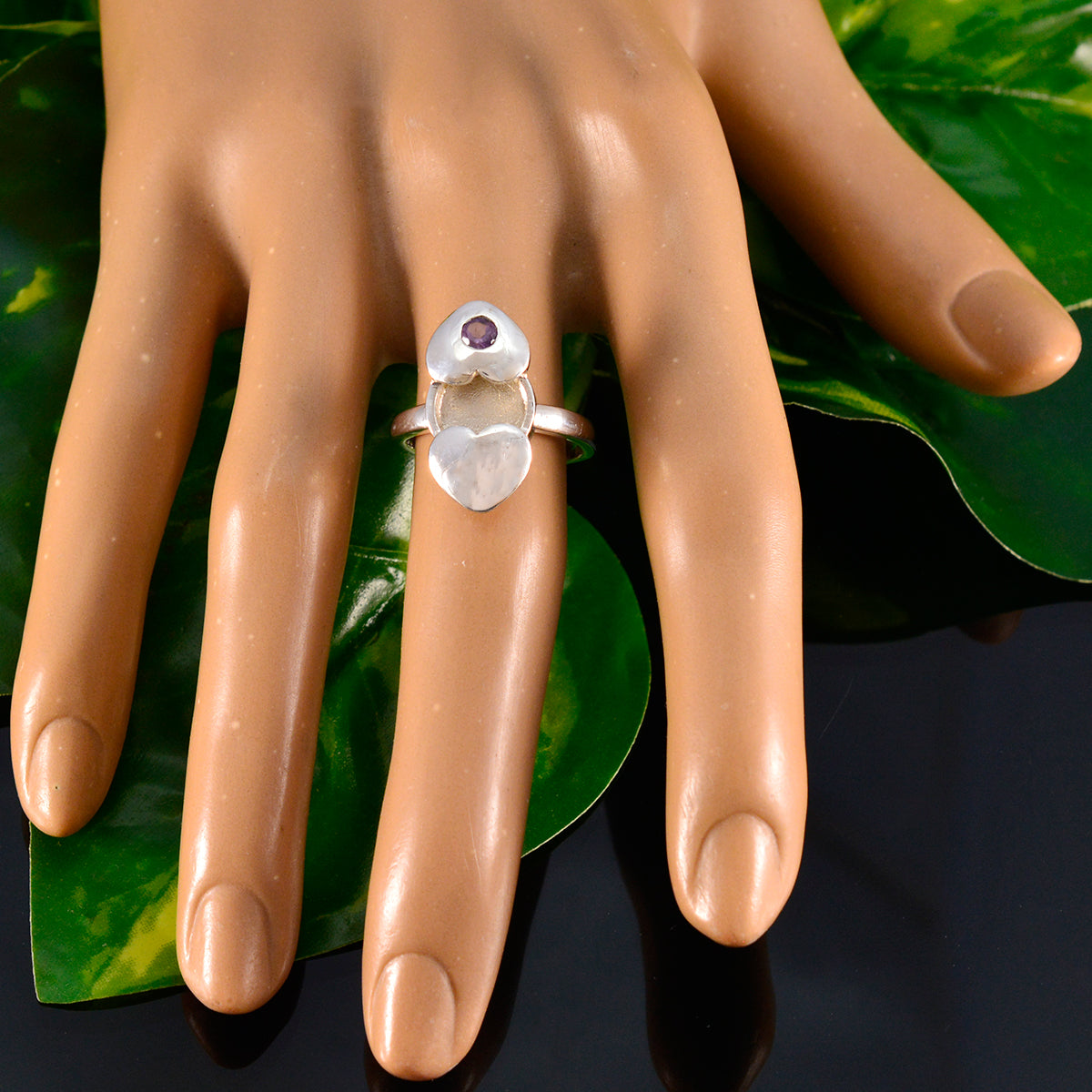 Amethyst Solitaire Indian Silver Purple Gemstones Minimal Feminine Ring Jewellery