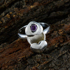 Amethyst Solitaire Indian Silver Purple Gemstones Minimal Feminine Ring Jewellery