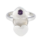 Amethyst Solitaire Indian Silver Purple Gemstones Minimal Feminine Ring Jewellery