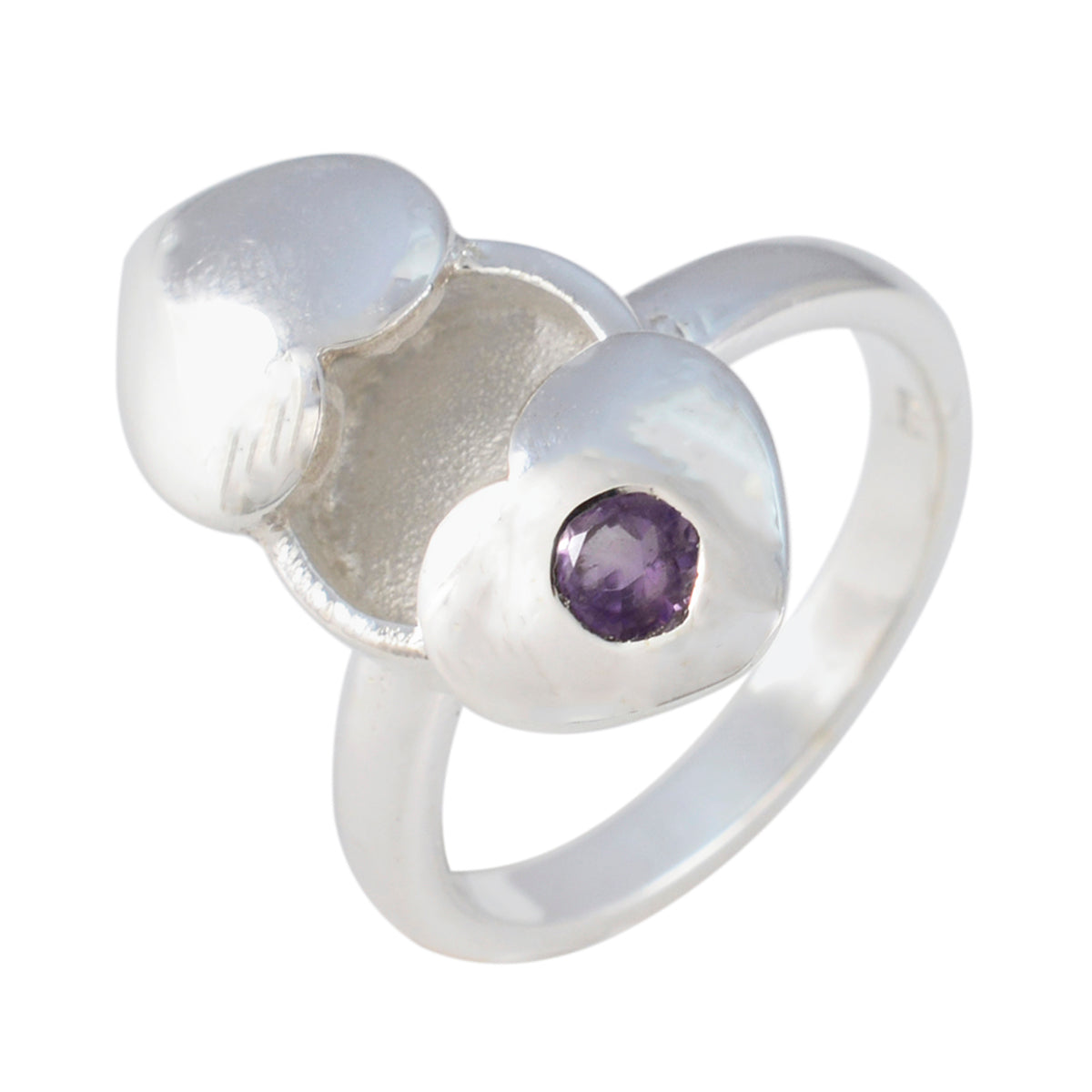 Amethyst Solitaire Indian Silver Purple Gemstones Minimal Feminine Ring Jewellery