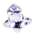 Amethyst Solitaire Indian Silver Purple Gemstones Minimal Feminine Ring Jewellery