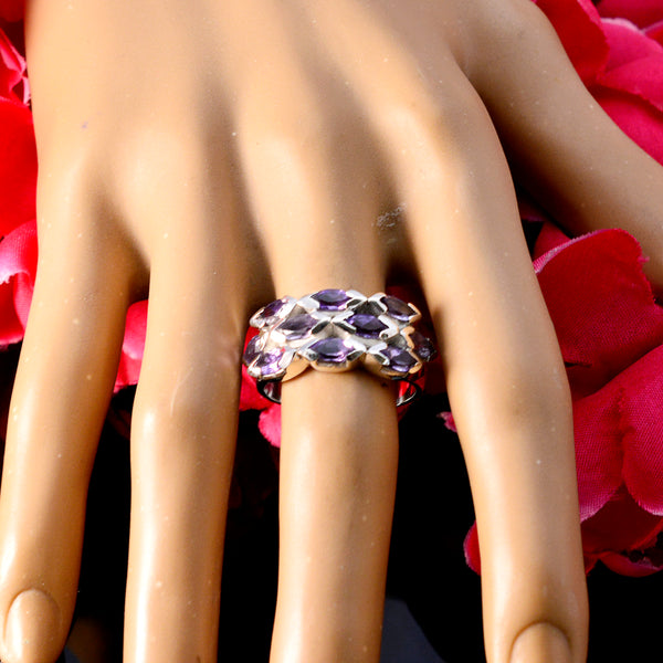 Amethyst deka Moroccan 925 Silver Purple Gems Eye catching Trendy Ring Jewellery