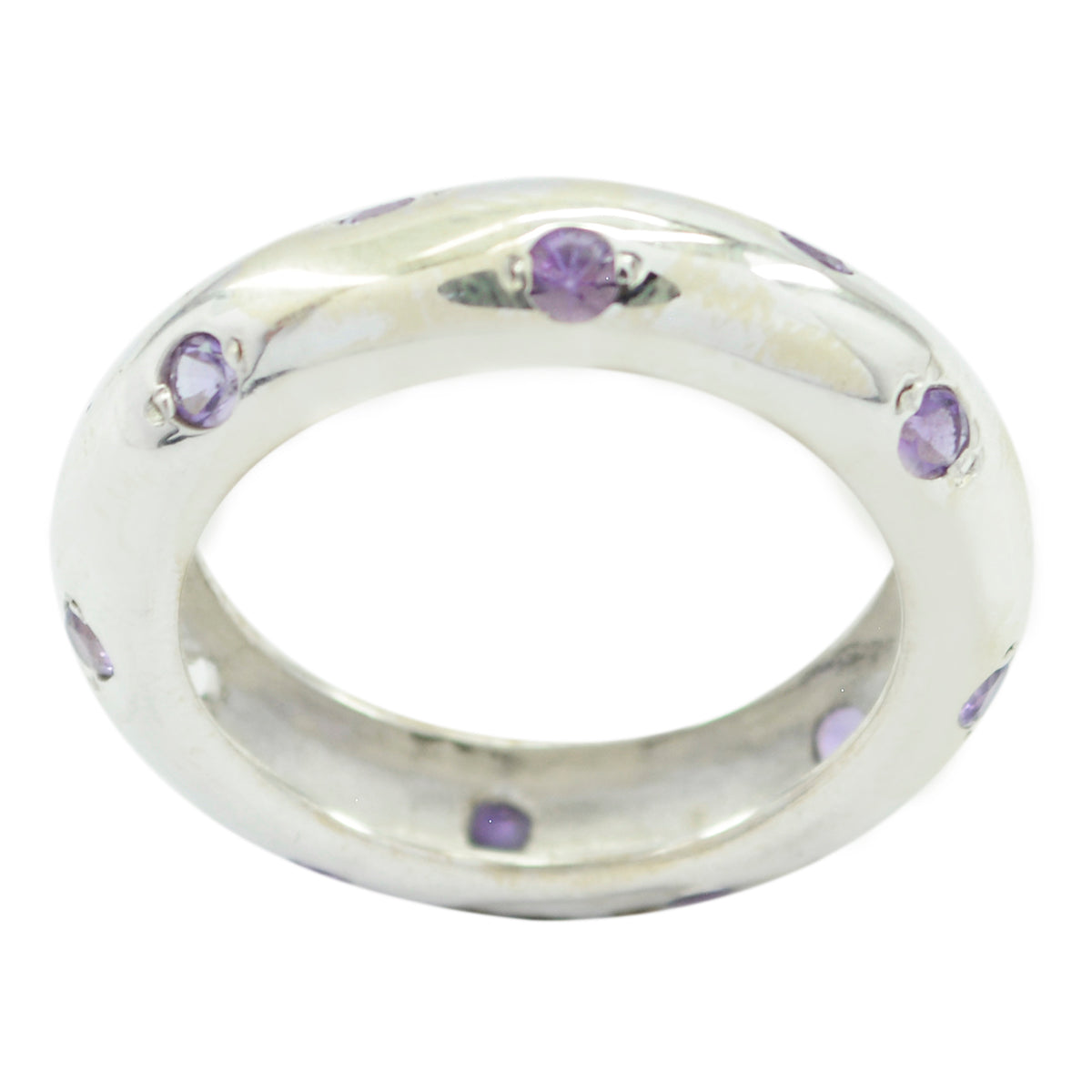 Amethyst multiple Egyptian Silver Purple Gems Slim Eternity Band Jewelry Hoofdafbeelding
