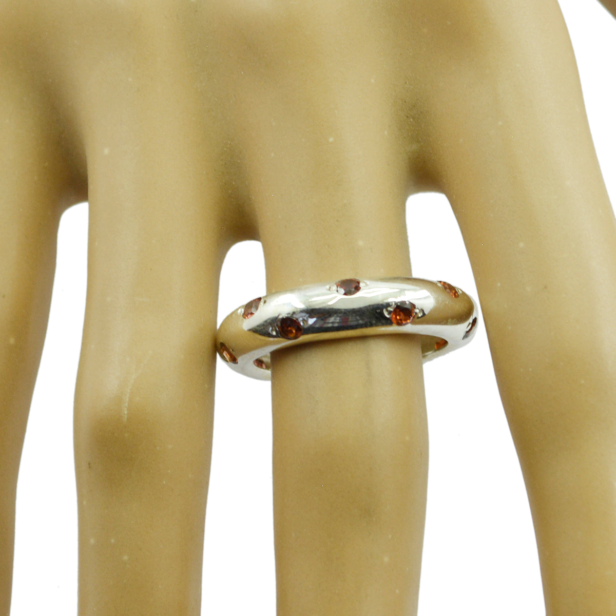 Amethist meerdere Egyptische zilveren paarse edelstenen slanke eternity band sieraden Secundaire afbeelding