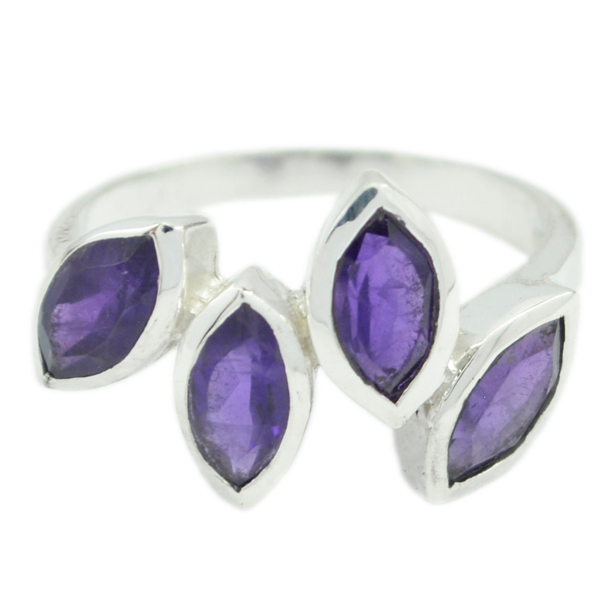 Amethyst quarter Japanese Silver Purple Gemstone Whisper thin Abstract Ring Jewelry Huvudsaklig produktbild