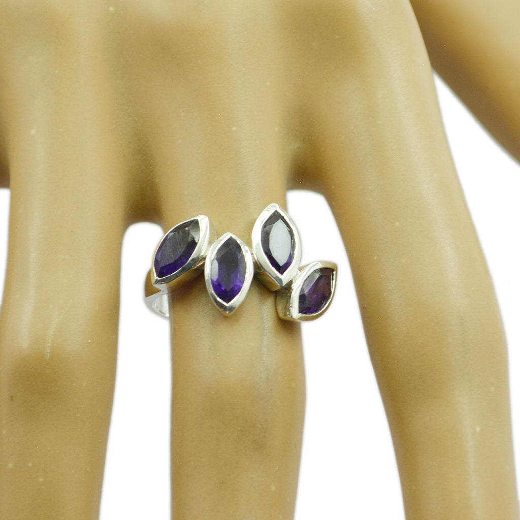 Amethyst quarter Japanese Silver Purple Gemstone Whisper thin Abstract Ring Jewelry