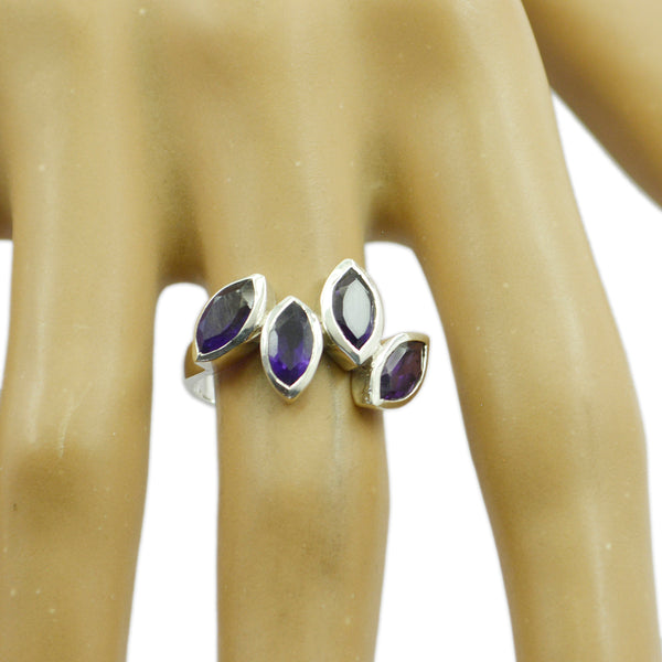 Amethyst quarter Japanese Silver Purple Gemstone Whisper thin Abstract Ring Jewelry