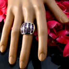 Amethyst multiple Italian Silver Purple Gemstone Chunky Vintage Ring Jewelry