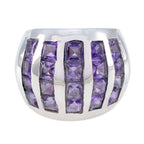 Amethyst multiple Italian Silver Purple Gemstone Chunky Vintage Ring Jewelry