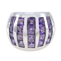 Amethyst multiple Italian Silver Purple Gemstone Chunky Vintage Ring Jewelry