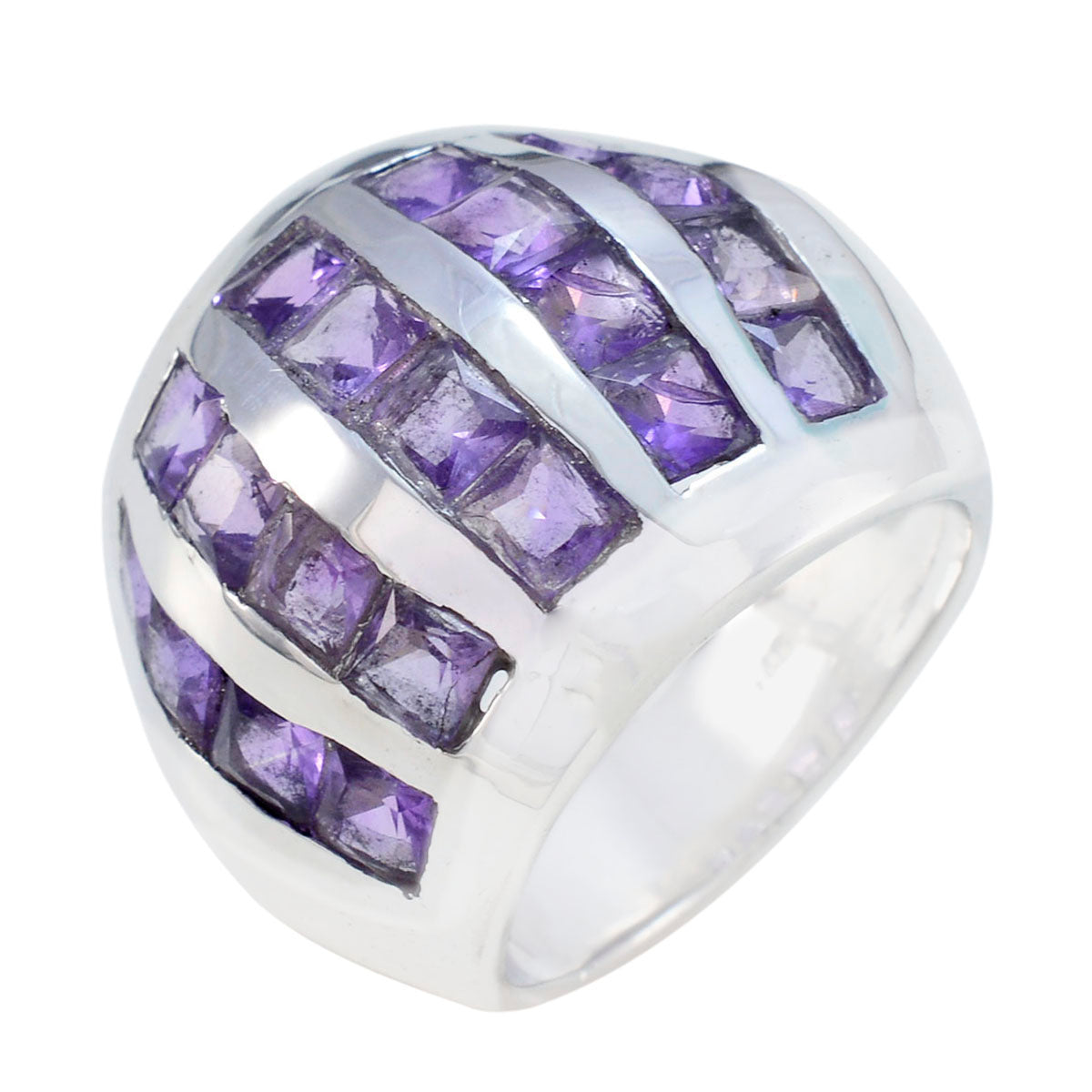 Amethyst multiple Italian Silver Purple Gemstone Chunky Vintage Ring Jewelry Второстепенное изображение товара