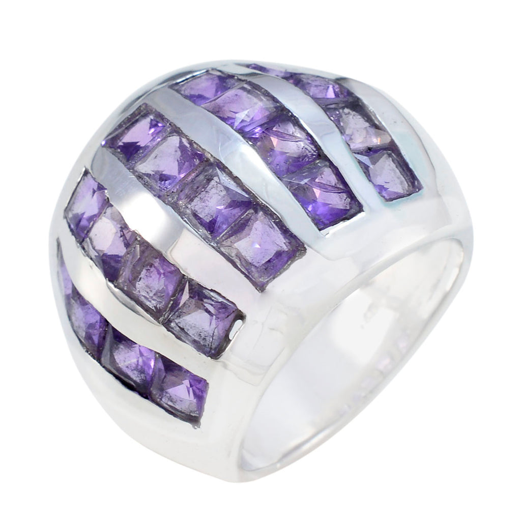 Amethyst multiple Italian Silver Purple Gemstone Chunky Vintage Ring Jewelry