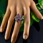Amethyst Navratna French Sterling Silver Purple Gemstones Edgy Contemporary Ring Jewellery