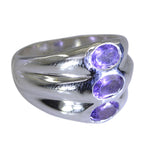 Amethyst Trilogy German 925 Silver Purple Gems Classic Sophisticated Ring Jewellery