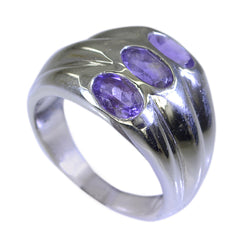 Amethyst Trilogy German 925 Silver Purple Gems Classic Sophisticated Ring Jewellery