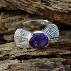 Amethyst Halo African 925 Silver Purple Gemstones Classic Modern Ring Jewelry