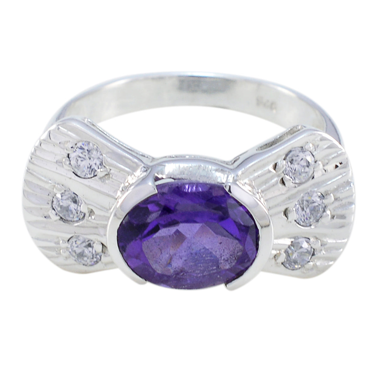 Amethyst Halo African 925 Silver Purple Gemstones Classic Modern Ring Jewelry