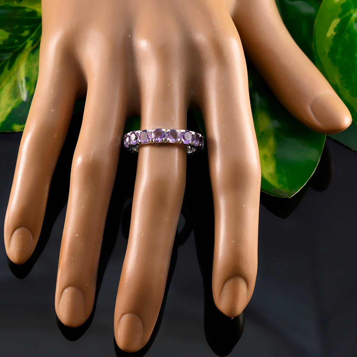 Amethyst multiple American Silver Purple Gemstones Delicate Eternity Band Jewellery