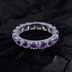 Amethyst multiple American Silver Purple Gemstones Delicate Eternity Band Jewellery