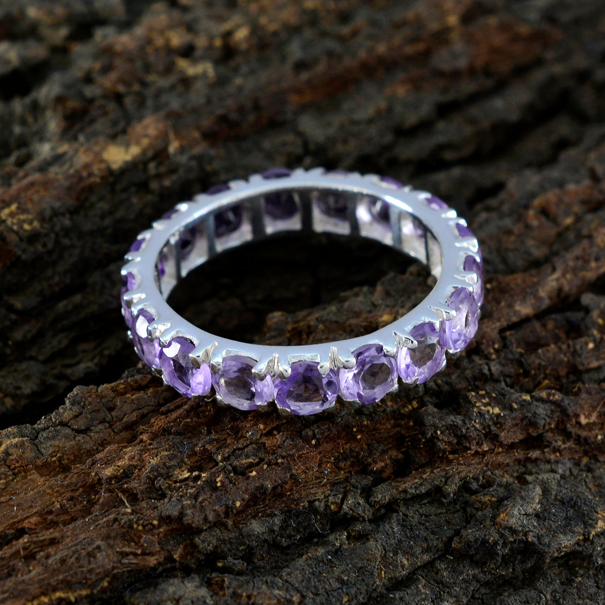 Amethyst multiple American Silver Purple Gemstones Delicate Eternity Band Jewellery