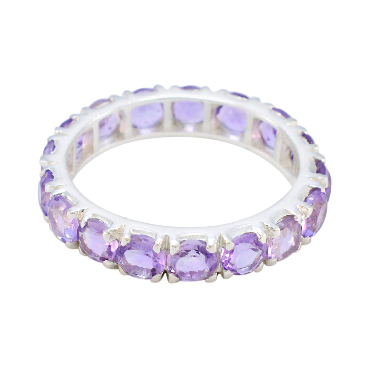 Amethyst multiple American Silver Purple Gemstones Delicate Eternity Band Jewellery Hoofdafbeelding