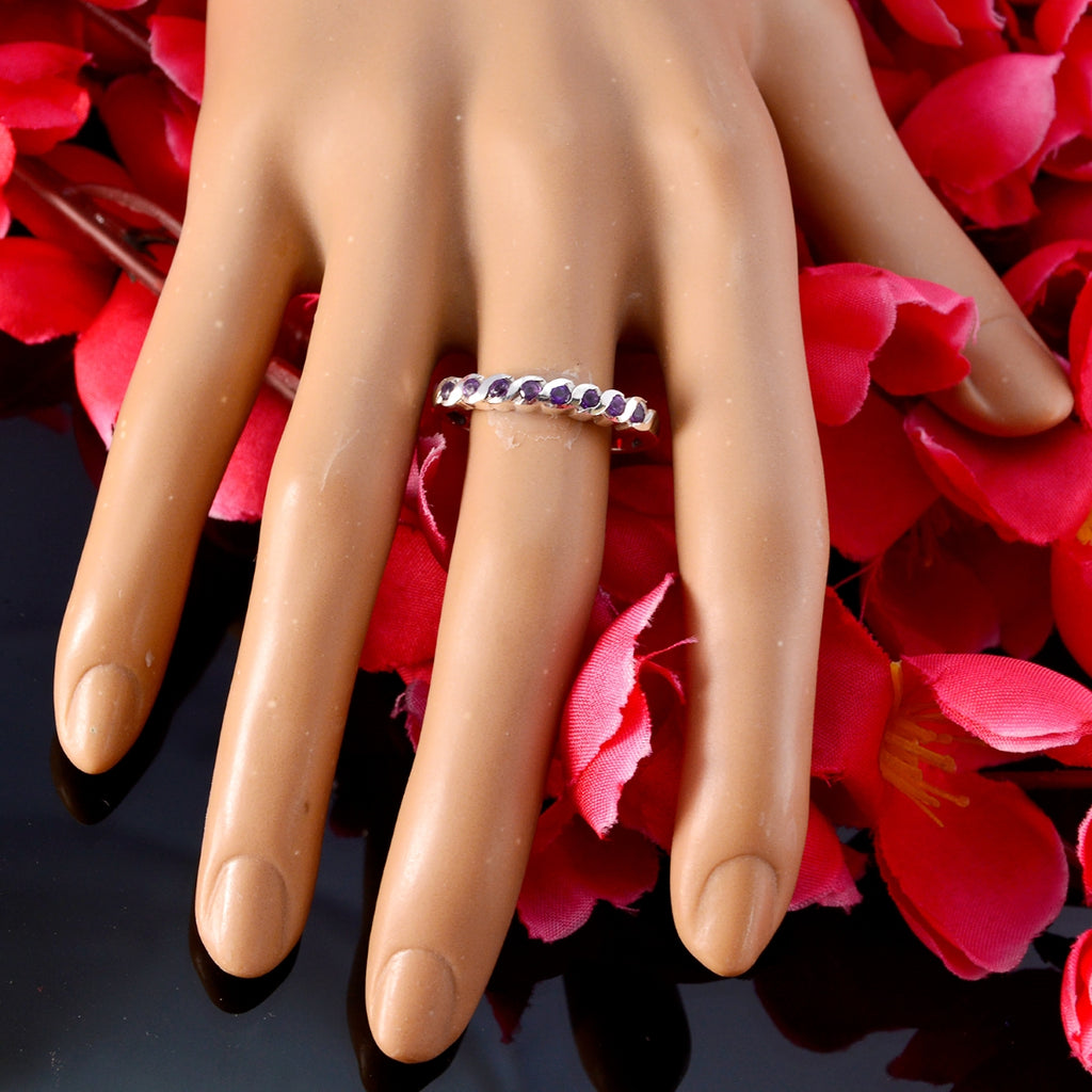 Amethyst octa Korean 92.5 Silver Purple Gemstone Delicate Eternity Band Jewelry