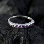 Amethyst octa Korean 92.5 Silver Purple Gemstone Delicate Eternity Band Jewelry