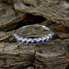 Amethyst octa Korean 92.5 Silver Purple Gemstone Delicate Eternity Band Jewelry