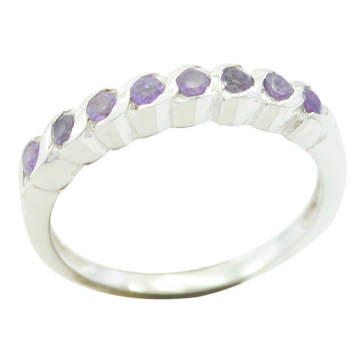 Amethyst octa Korean 92.5 Silver Purple Gemstone Delicate Eternity Band Jewelry