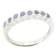 Amethyst octa Korean 92.5 Silver Purple Gemstone Delicate Eternity Band Jewelry