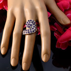 Amethyst multiple Italian Sterling Silver Purple Gemstone Edgy Abstract Ring Jewelry